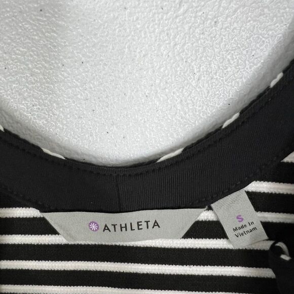 Athleta‎ Dress Black White Striped Mala Scoop Back Tank Bodycon Activewear Small - Picture 7 of 16